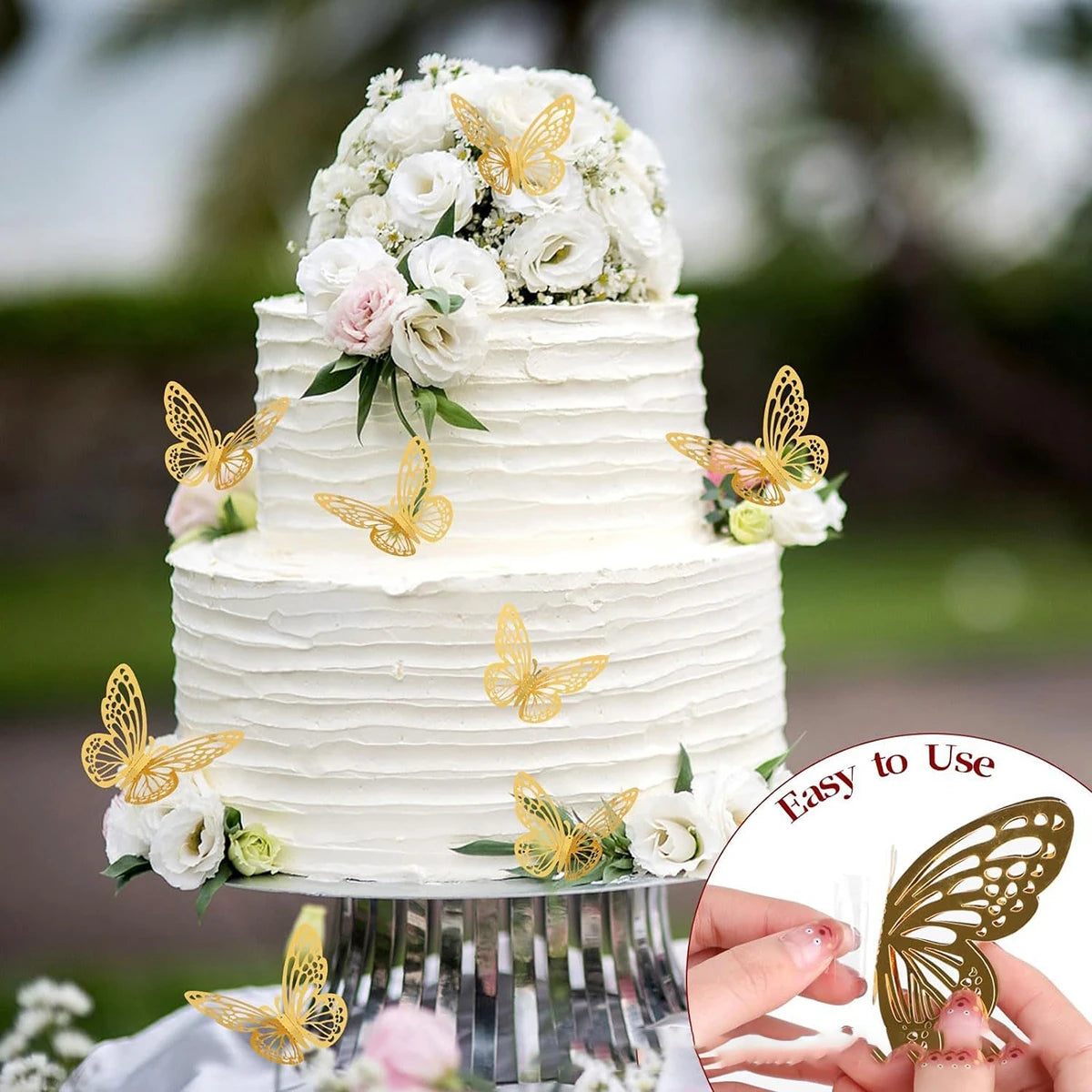 48pcs 3D Butterfly Wall Decor 4 Styles 3 Sizes, Gold Butterfly Decorations for Butterfly Birthday Party Cake Room Decorations